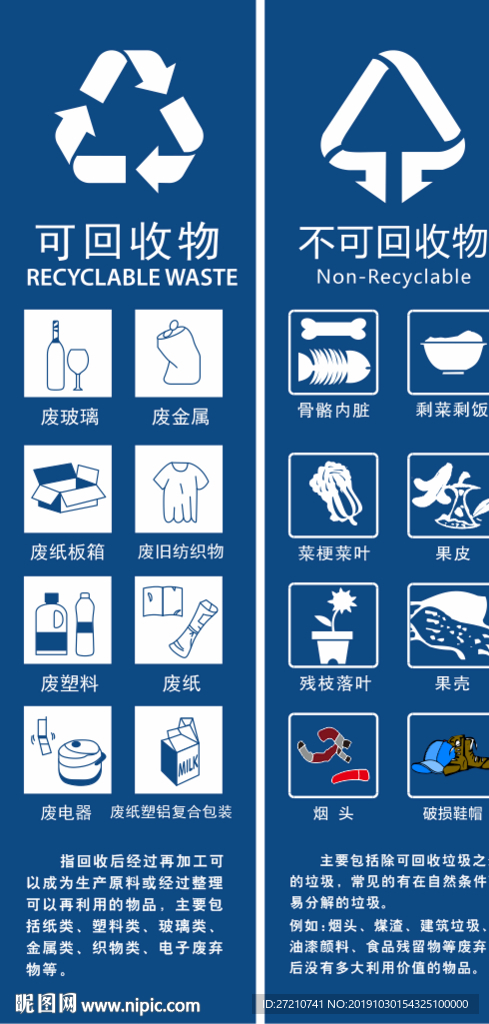 可回收 不可回收 垃圾桶 标识