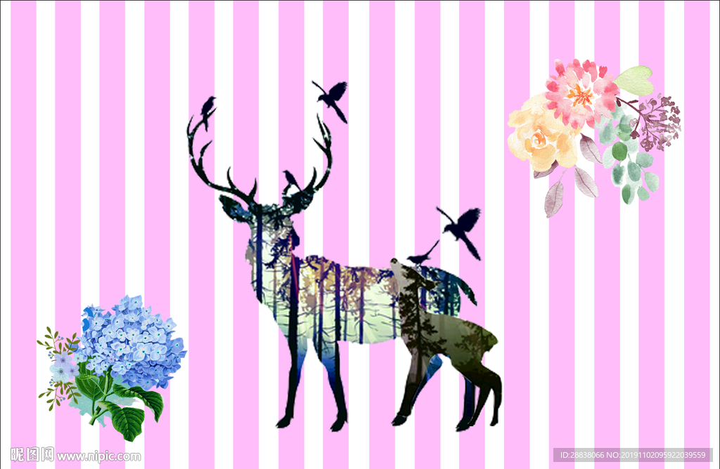 粉色条纹梅花鹿
