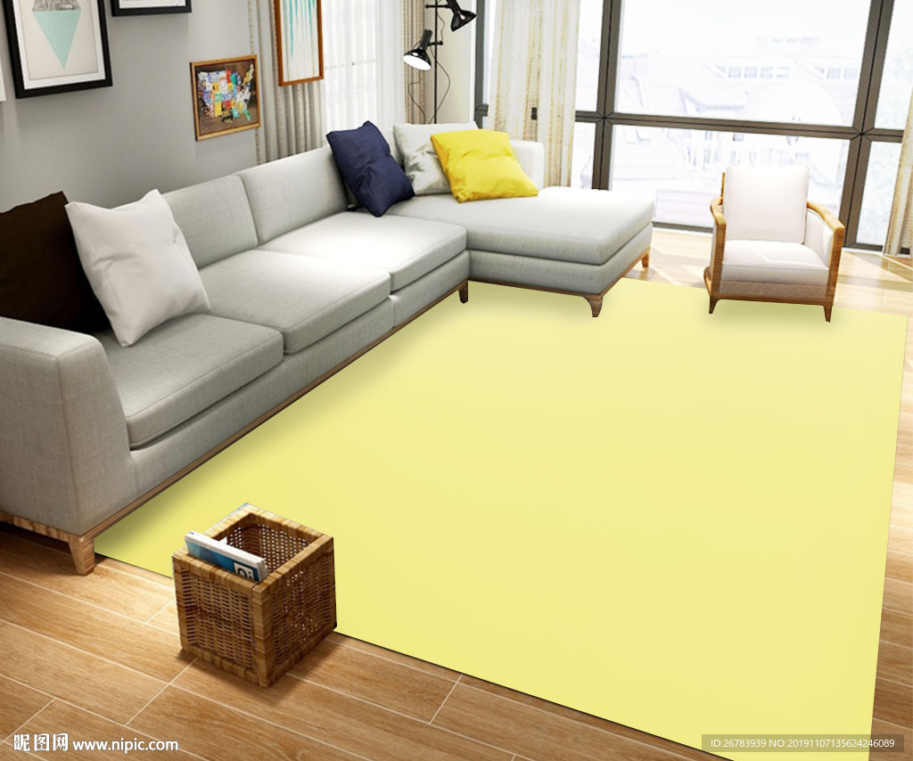 现代客厅地毯样机贴图
