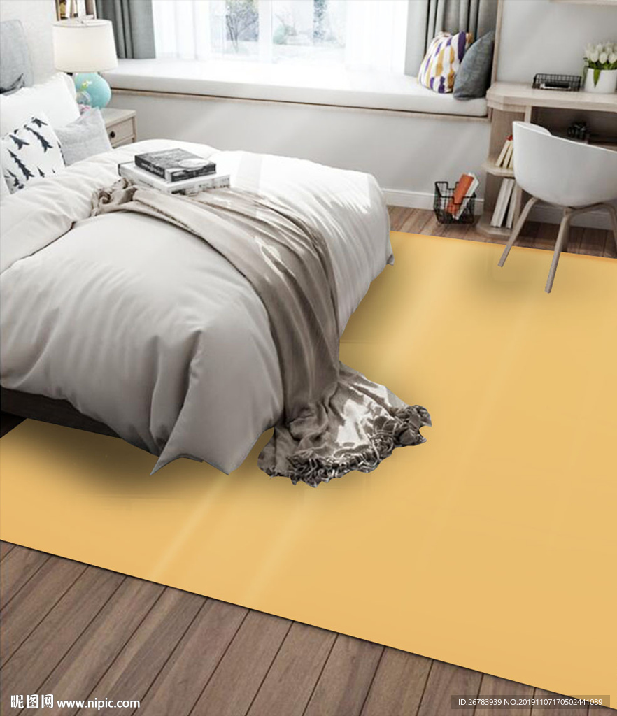 卧室床边地毯地垫样机贴图