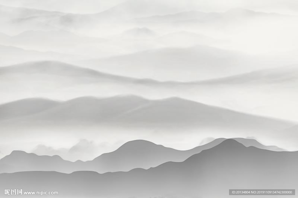 水雾朦胧山水背景墙