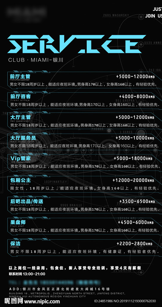 夜店招聘海報