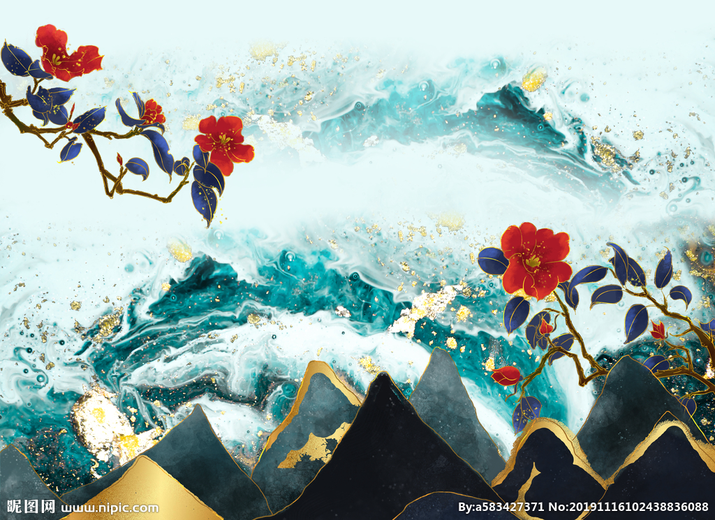 中国风抽象山水背景墙