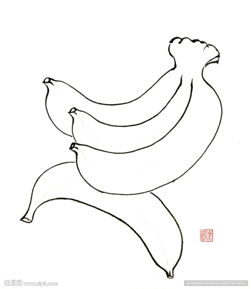 原创手绘白描香蕉