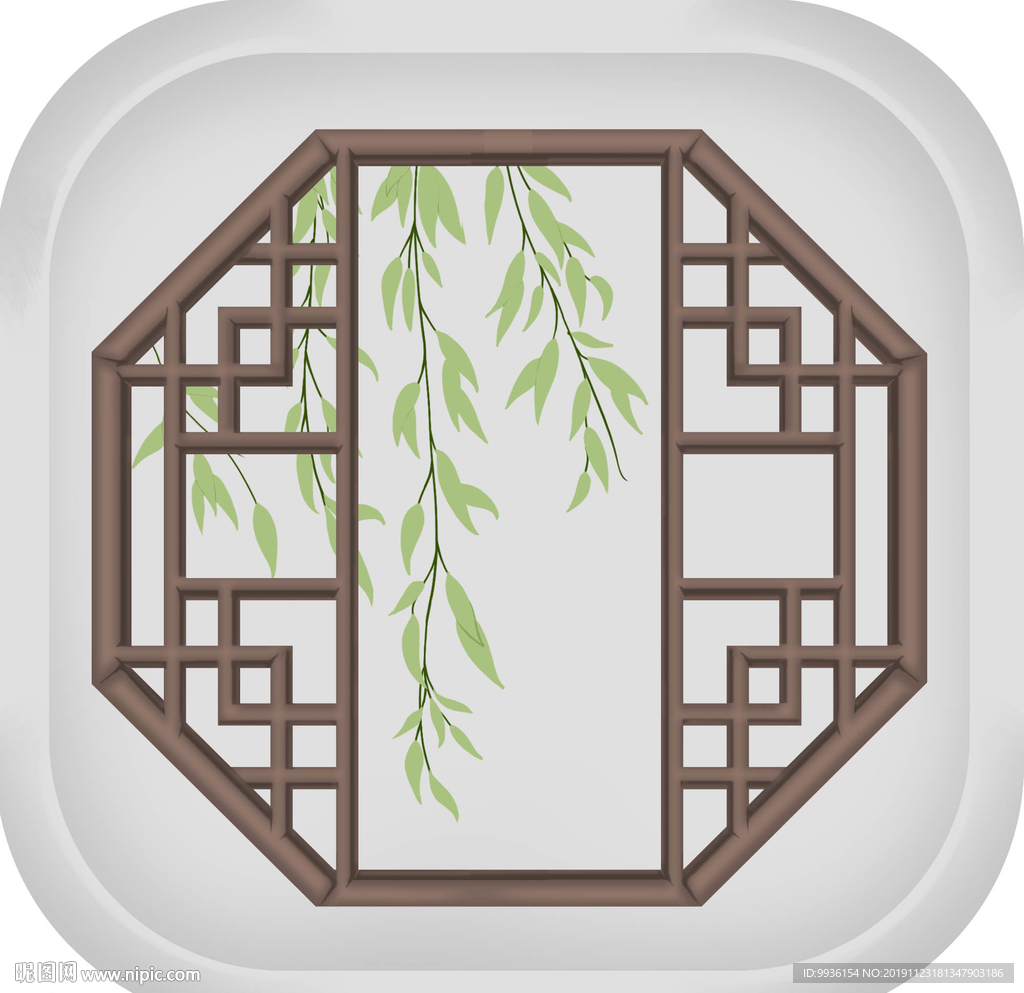 中式花格窗户UI