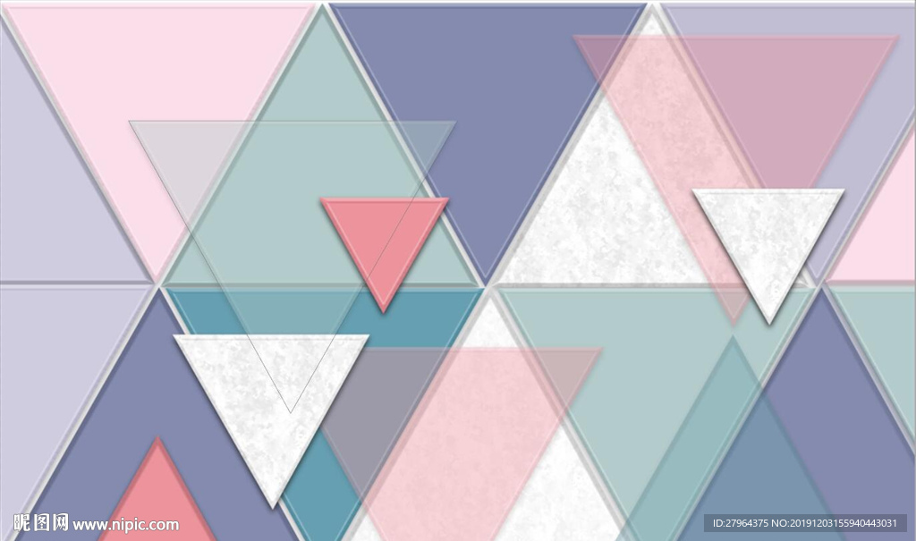 粉色3d立体三角形几何背景墙