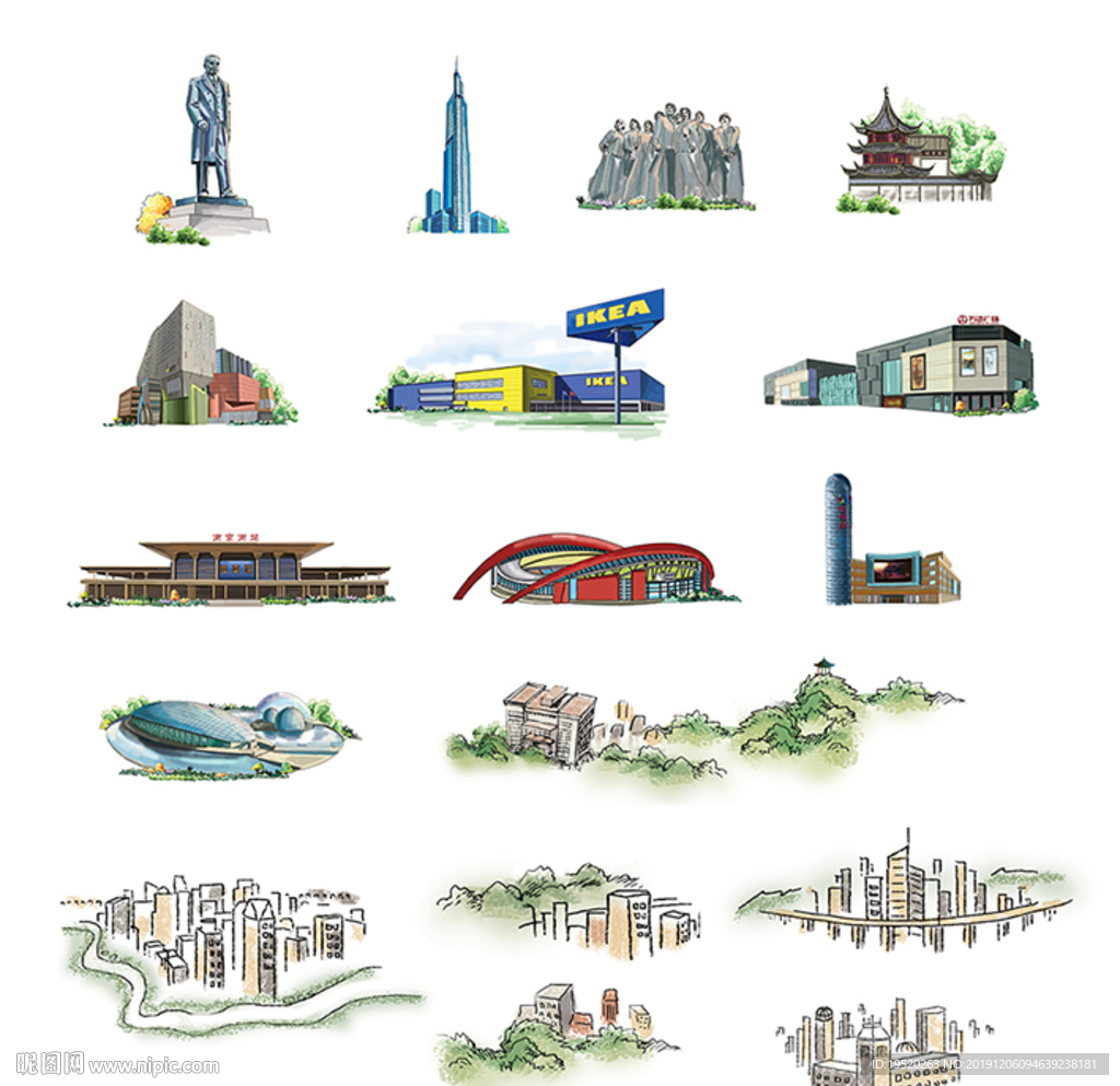 南京手绘区位图素材