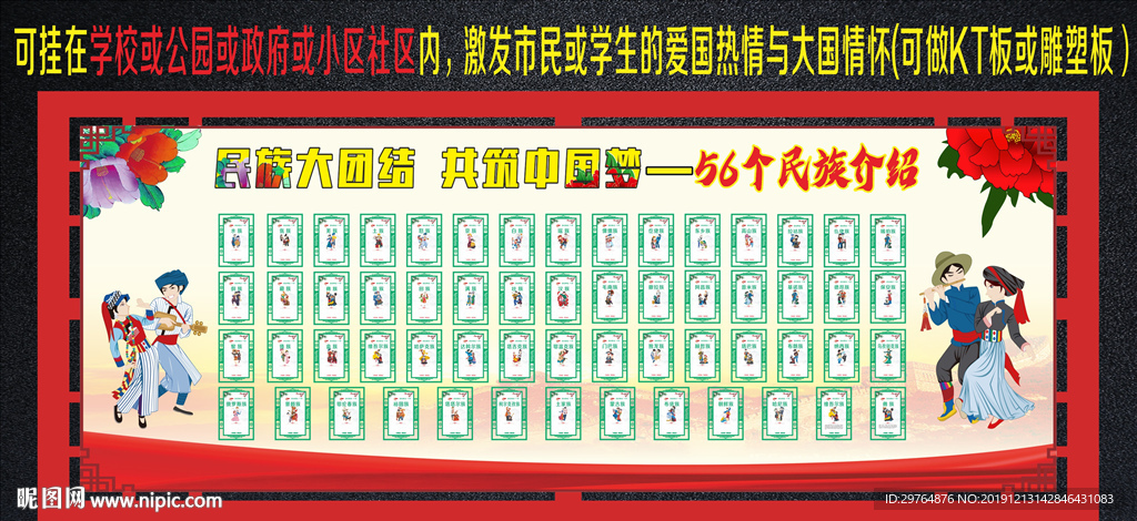 56个民族大团结共筑中国梦展板