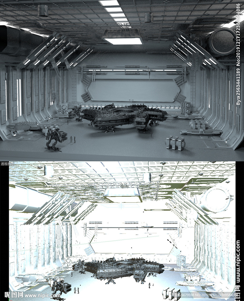 C4D太空科幻机械舱模型工程