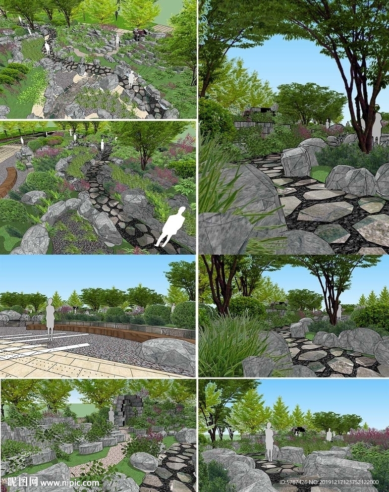 园林石头路模型