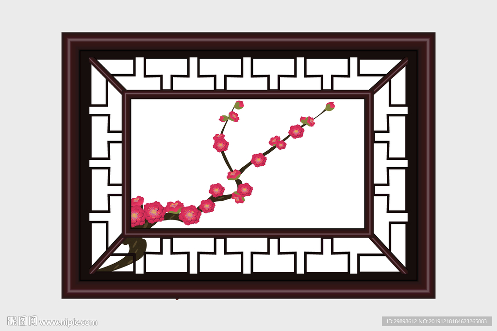矢量图背景素材中国风长方形窗