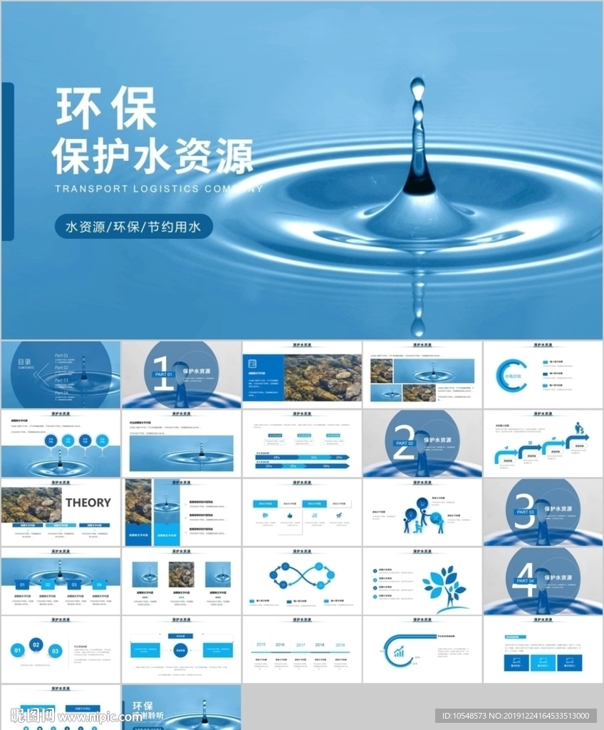 節約用水保護水資源動態PPT