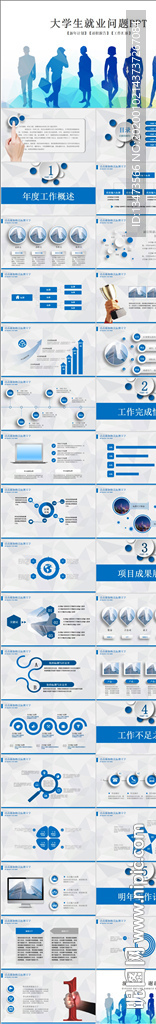 藍(lán)色時(shí)尚大學(xué)生就業(yè)問題PP T
