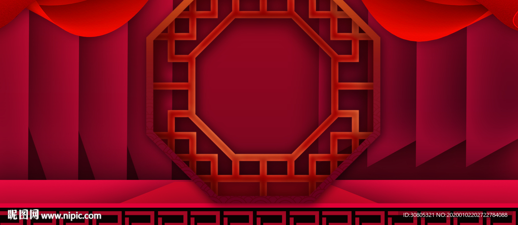 边框海报展板节日春节红色背景