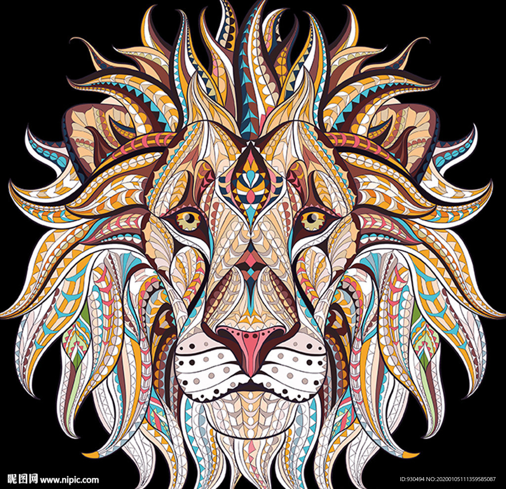 民族花紋獅子