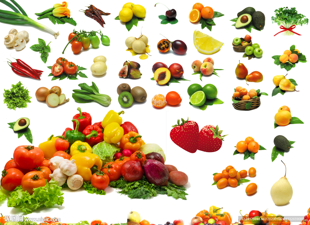 多种水果蔬菜抠图PS分层文件