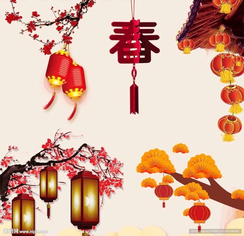 新年春節燈籠素材