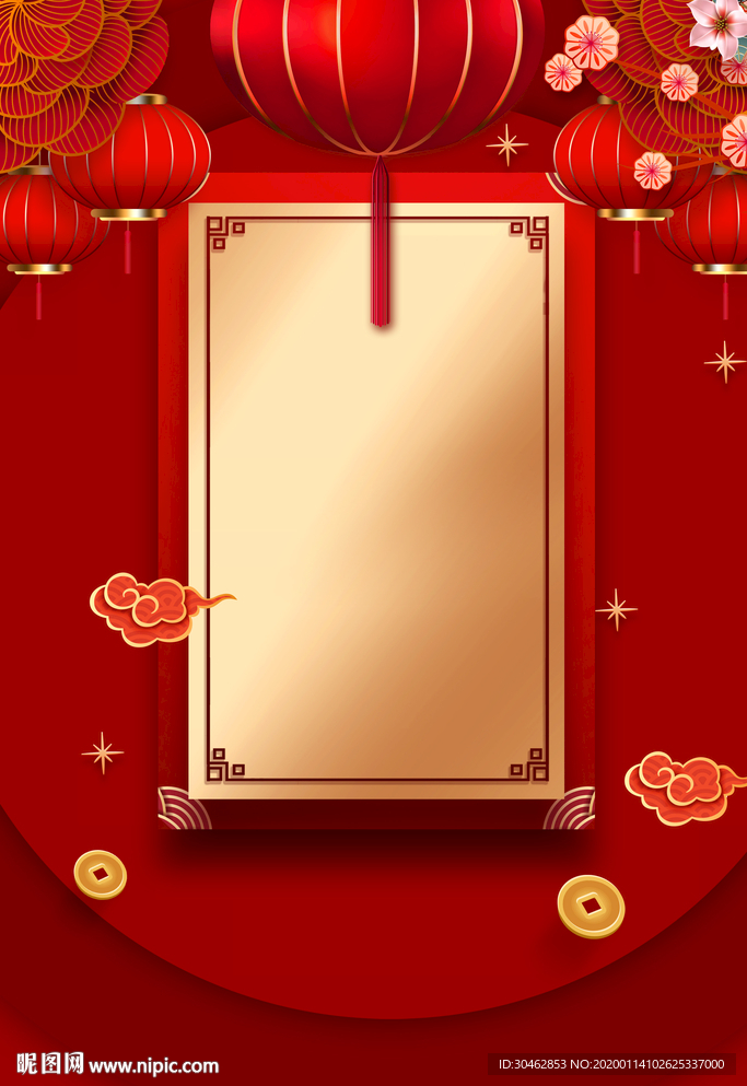 春节新年红色中国风背景
