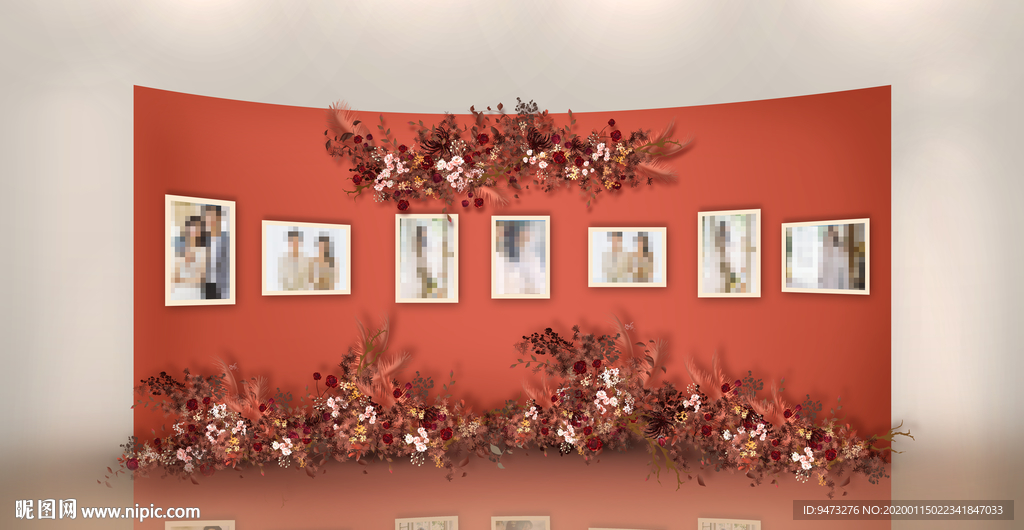 红色婚礼照片展示区