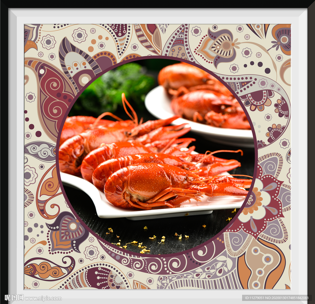 龙虾美食装饰画挂画
