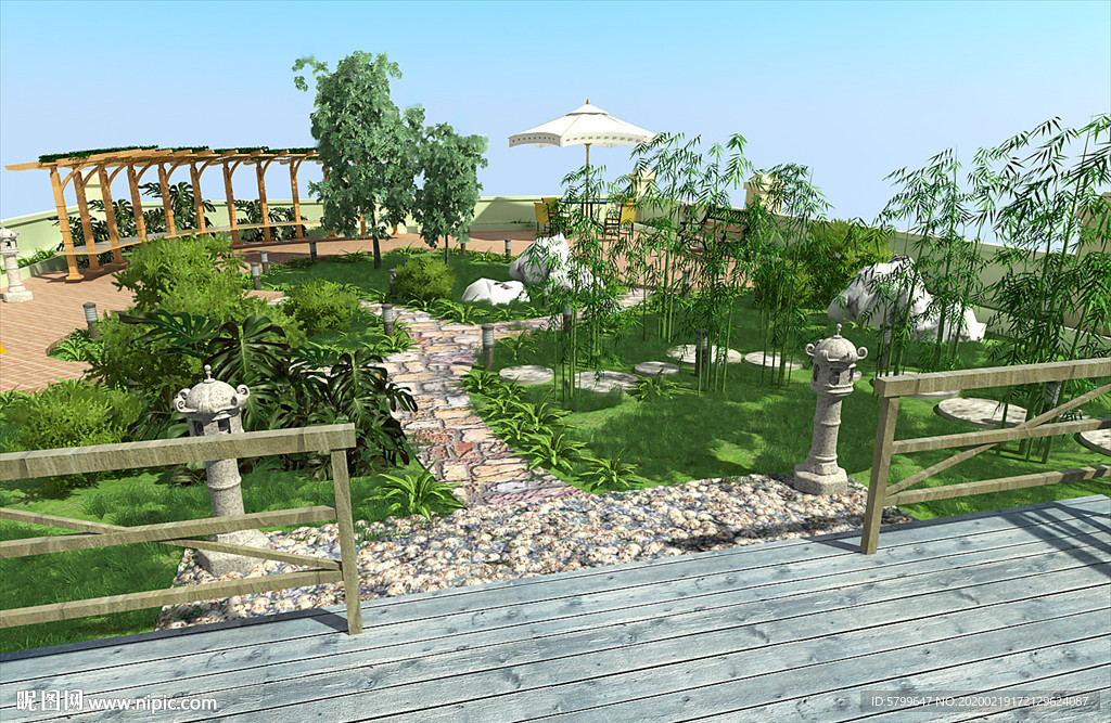 屋顶花园效果图MAX模型1