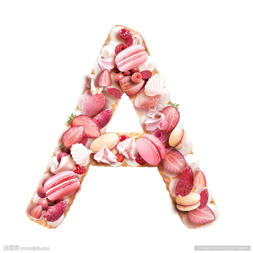 英文字体设计粉色可爱字母饼干A