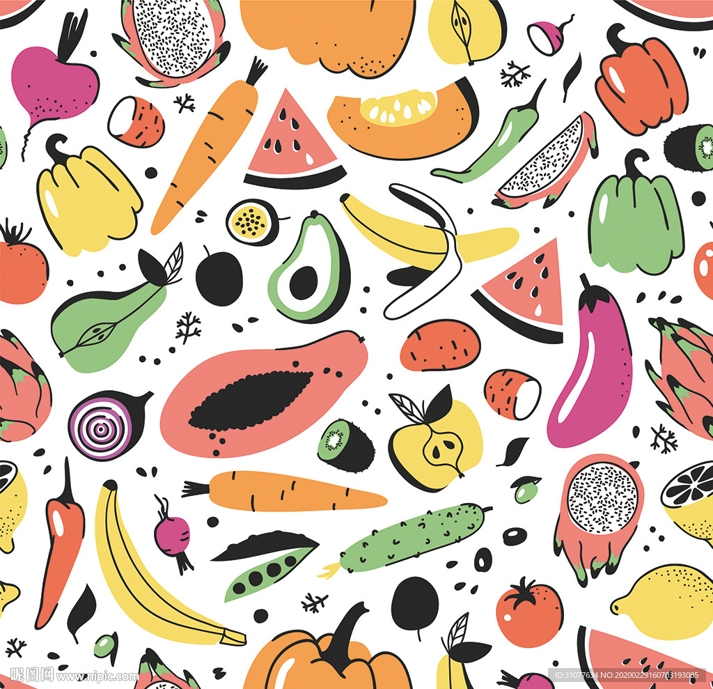 水果蔬菜印花图案