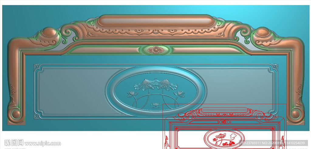 仿古金玉滿堂沙發背板靠頭精雕圖