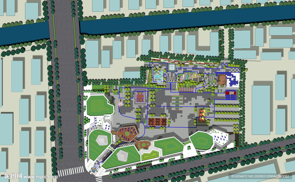商业广场景观设计彩色平面图分层