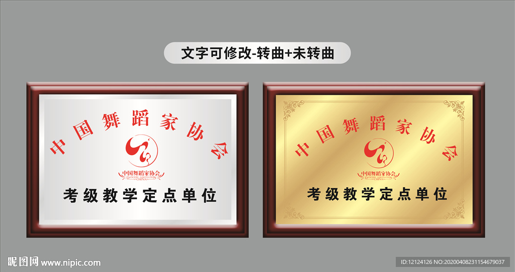 中国 舞蹈家协会 金箔 铜牌