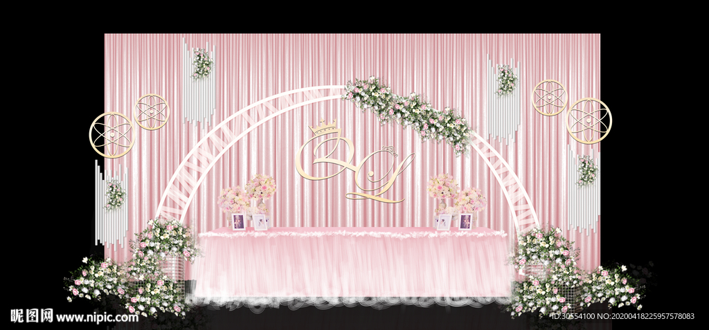 粉红色公主主题婚礼图片