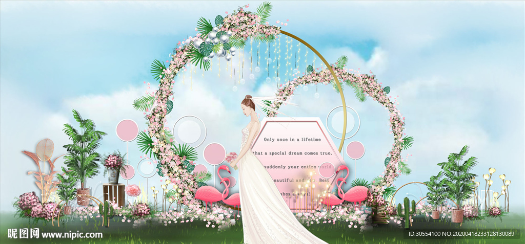 粉红色公主主题婚礼图片