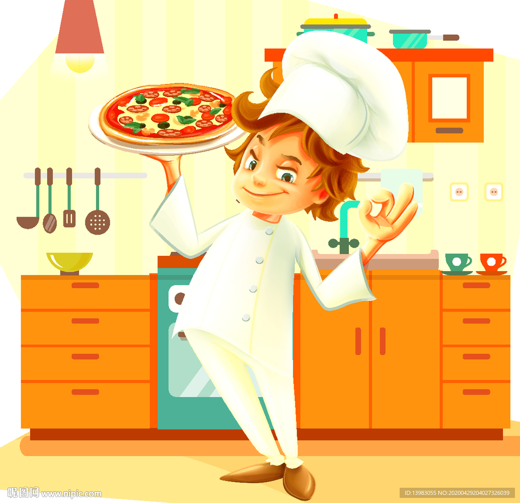 披萨厨师卡通漫画