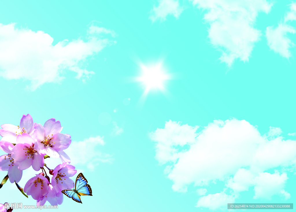 樱花蓝天白云风景