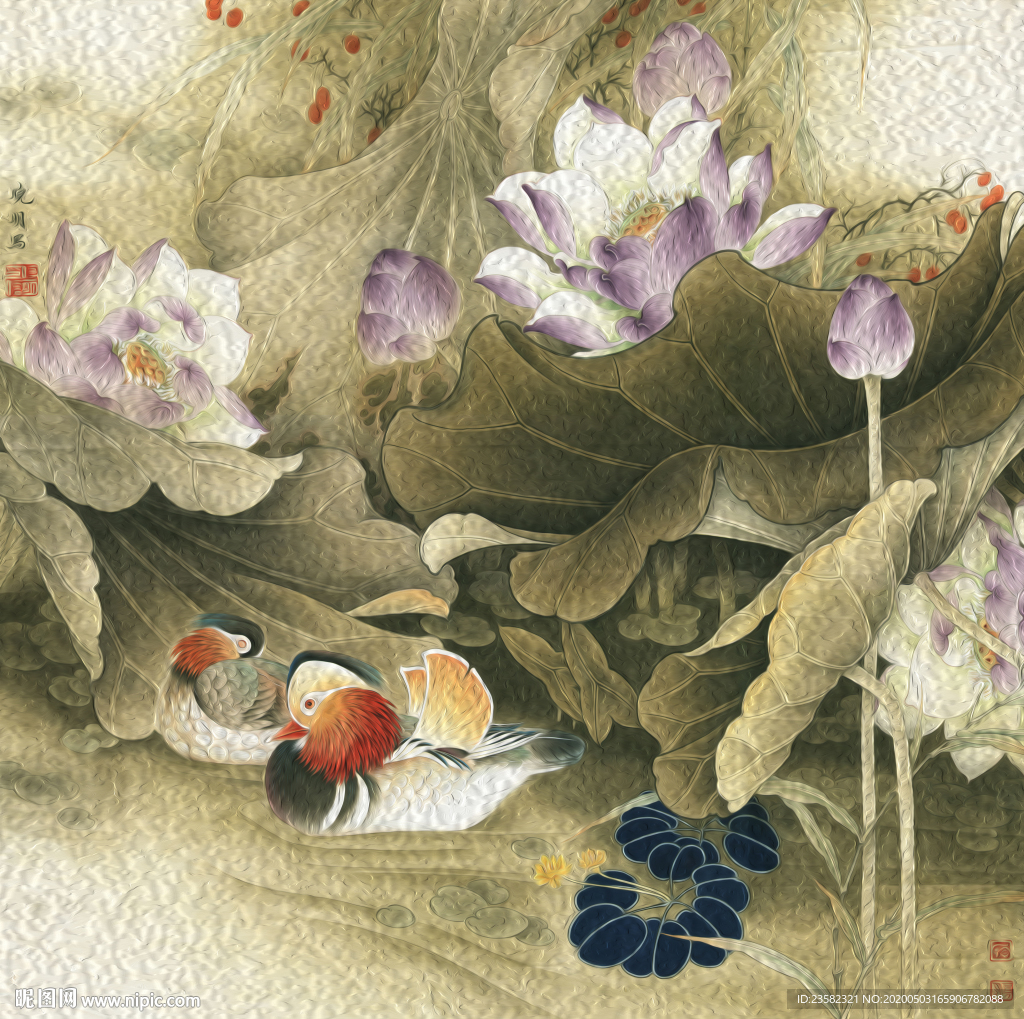 油畫荷花