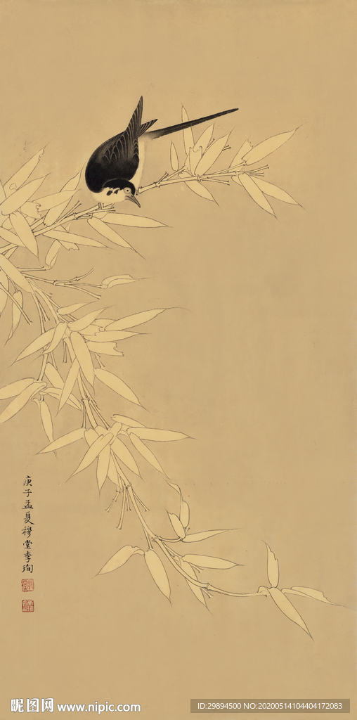古典水墨竹子花鸟中式装饰画