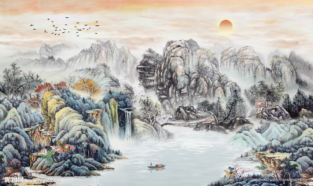 水墨山水壁畫(huà)
