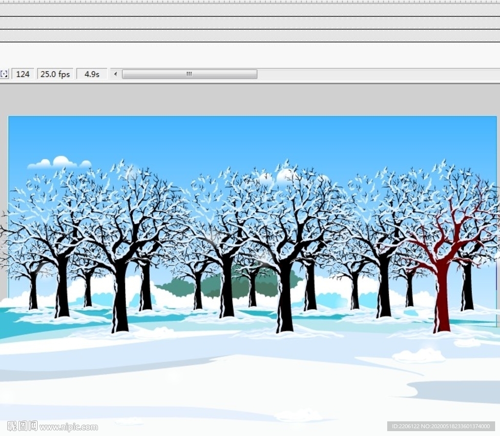 冬天野外树林下雪的动画4秒