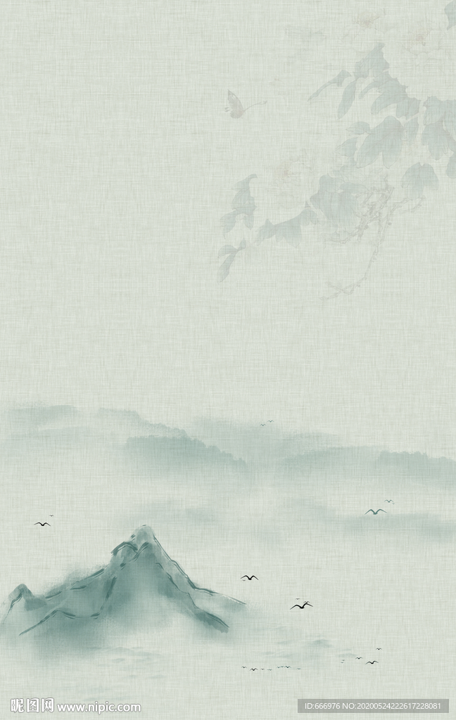 山峰中式画
