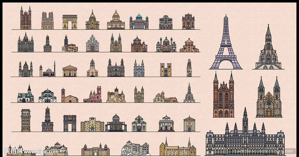 矢量法国历史建筑系列