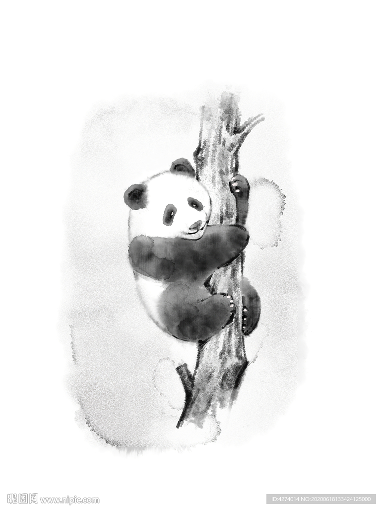 水墨熊猫图片