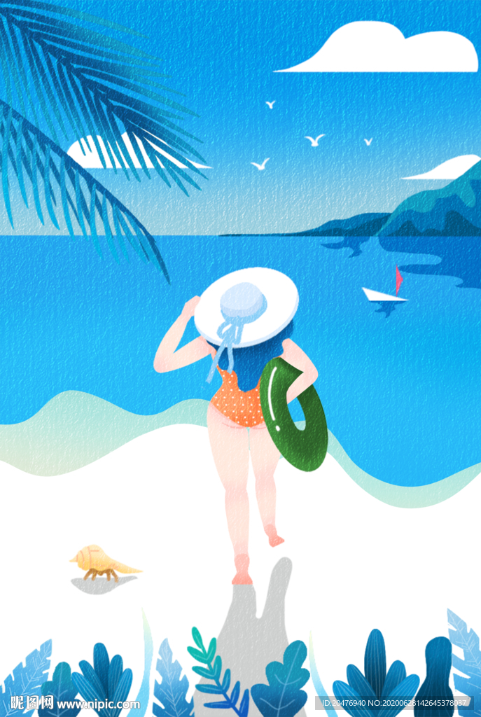 扁平海灘美女