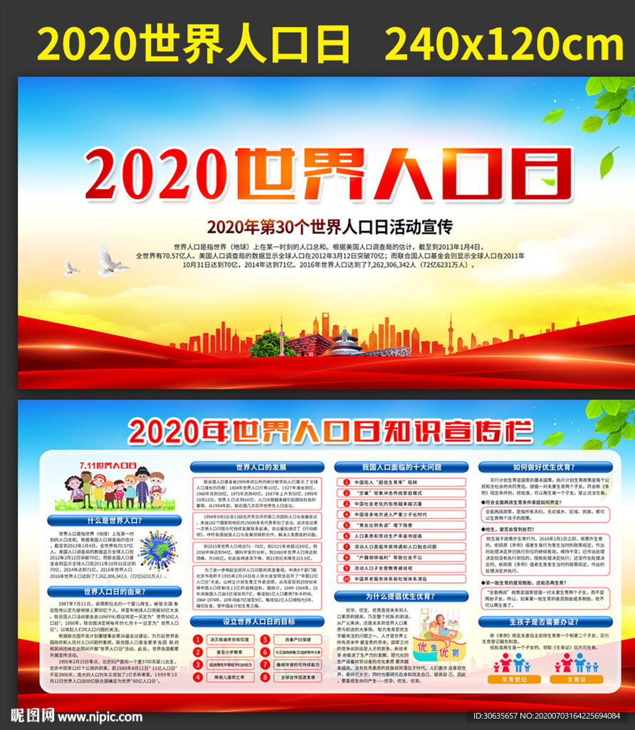 2020世界人口日知识展板下载