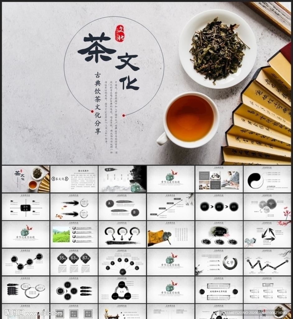 中国风水墨传统茶文化茶叶PPT
