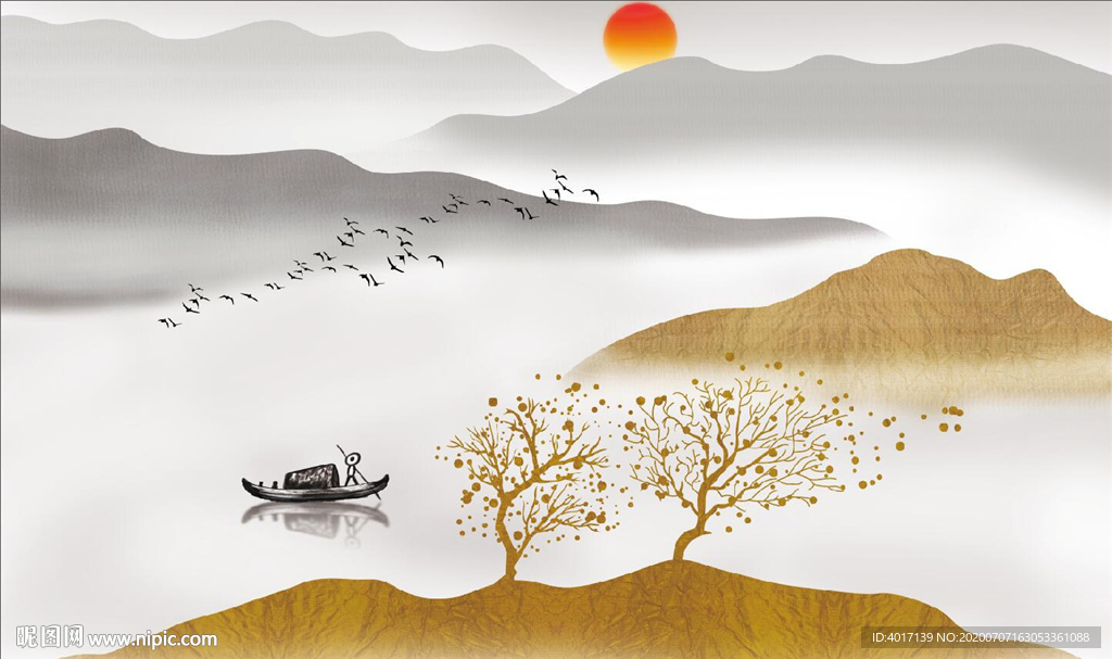 金色山水畫(huà)