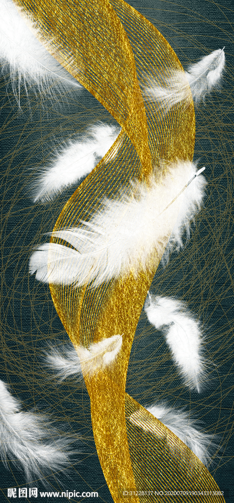 金色线条羽毛