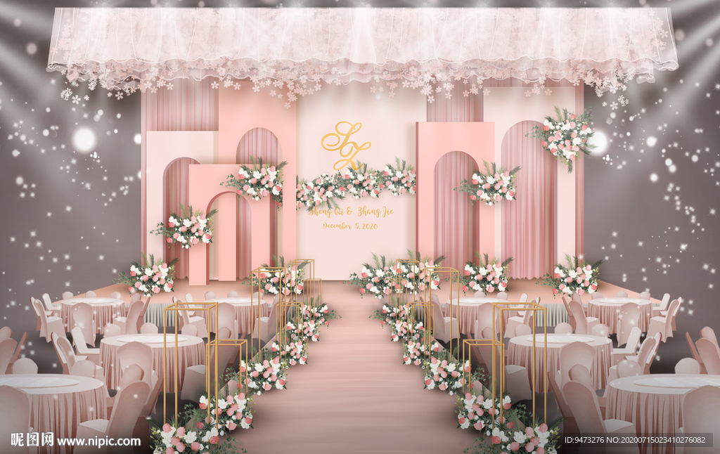 粉色婚礼仪式区