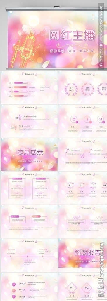 唯美網(wǎng)紅主播工作總結(jié)直播PPT