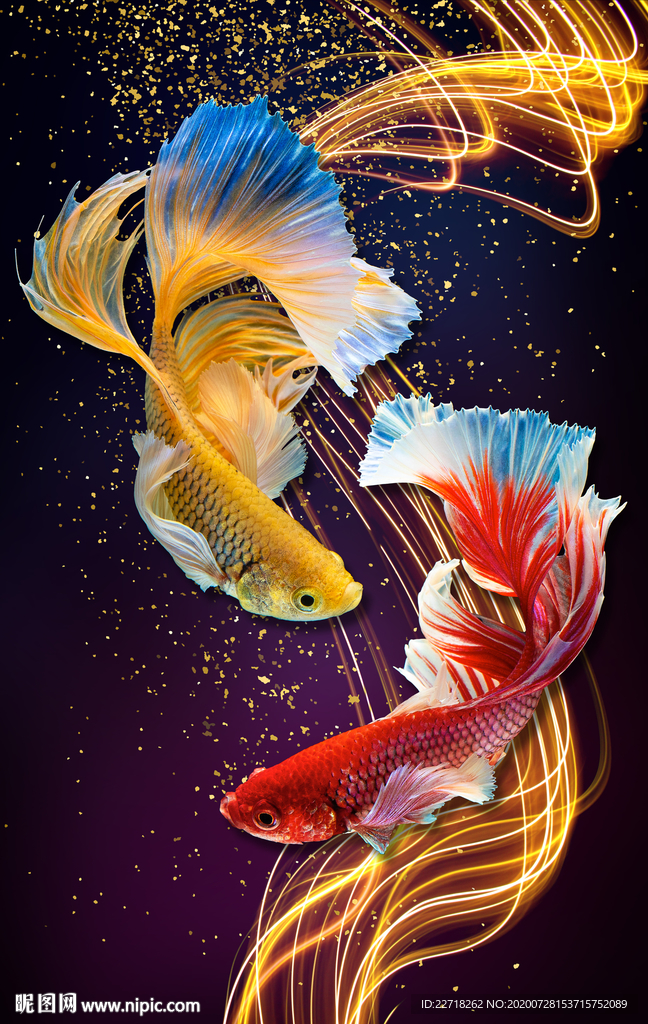 客廳餐廳富貴金魚藝術(shù)掛畫圖片