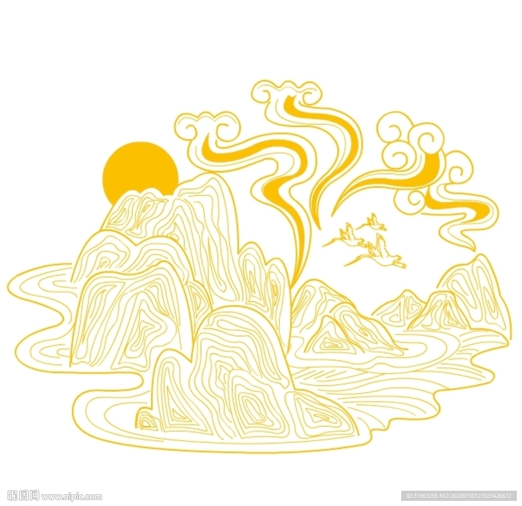 山脈 手繪  線稿